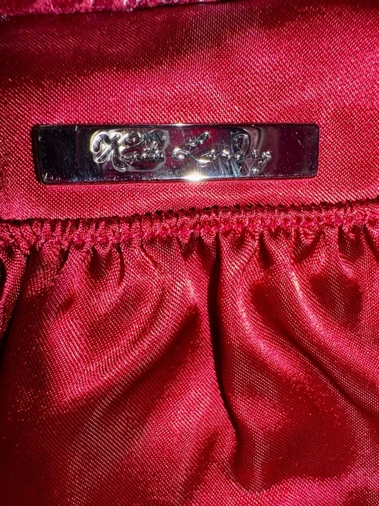 Kate Landry Wine Red Snake-Texture Evening Clutch with Chain Strap - Picture 13 of 13